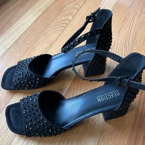Kenneth Cole Black Studded Block Heels